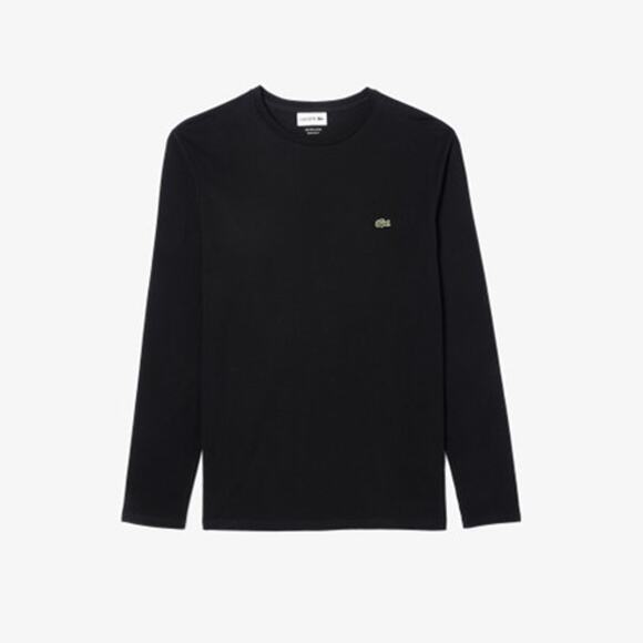 Lacoste Men's Long Sleeve Prima Cotton T-Shirt in Black Size Medium - Picture 1 of 5